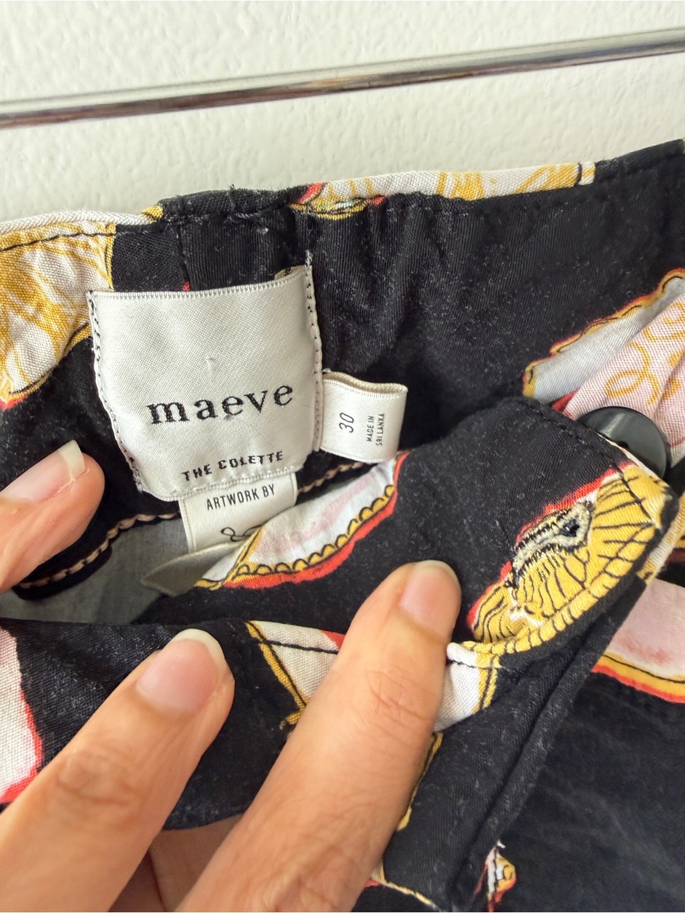 Maeve by Anthropologie printed black Danielle Kroll Colette Crop Wide-Leg Pants - Picture 5 of 5